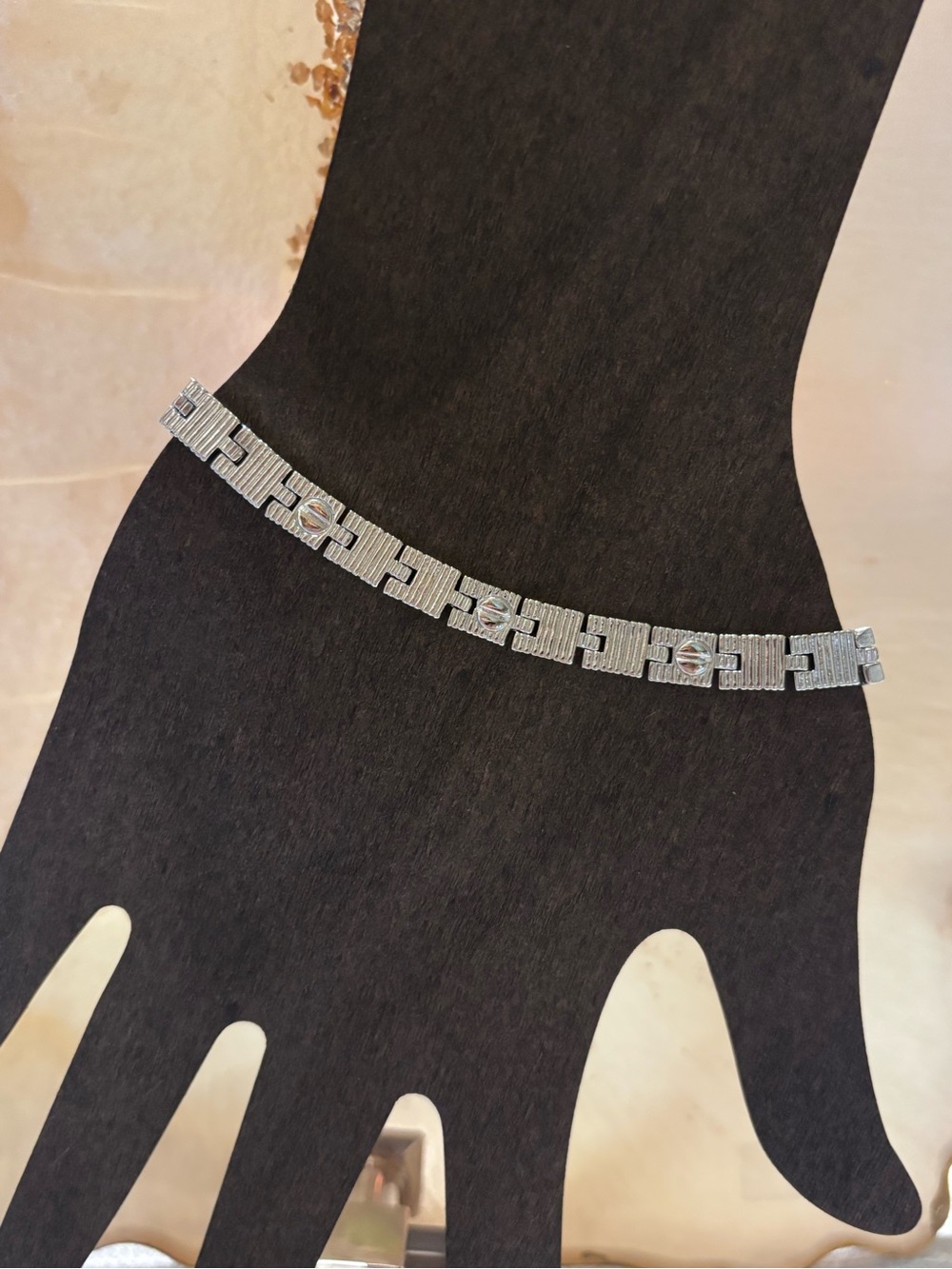 Rhinestone-Accented Silver Link Bracelet - Sleek Women's Bracelet